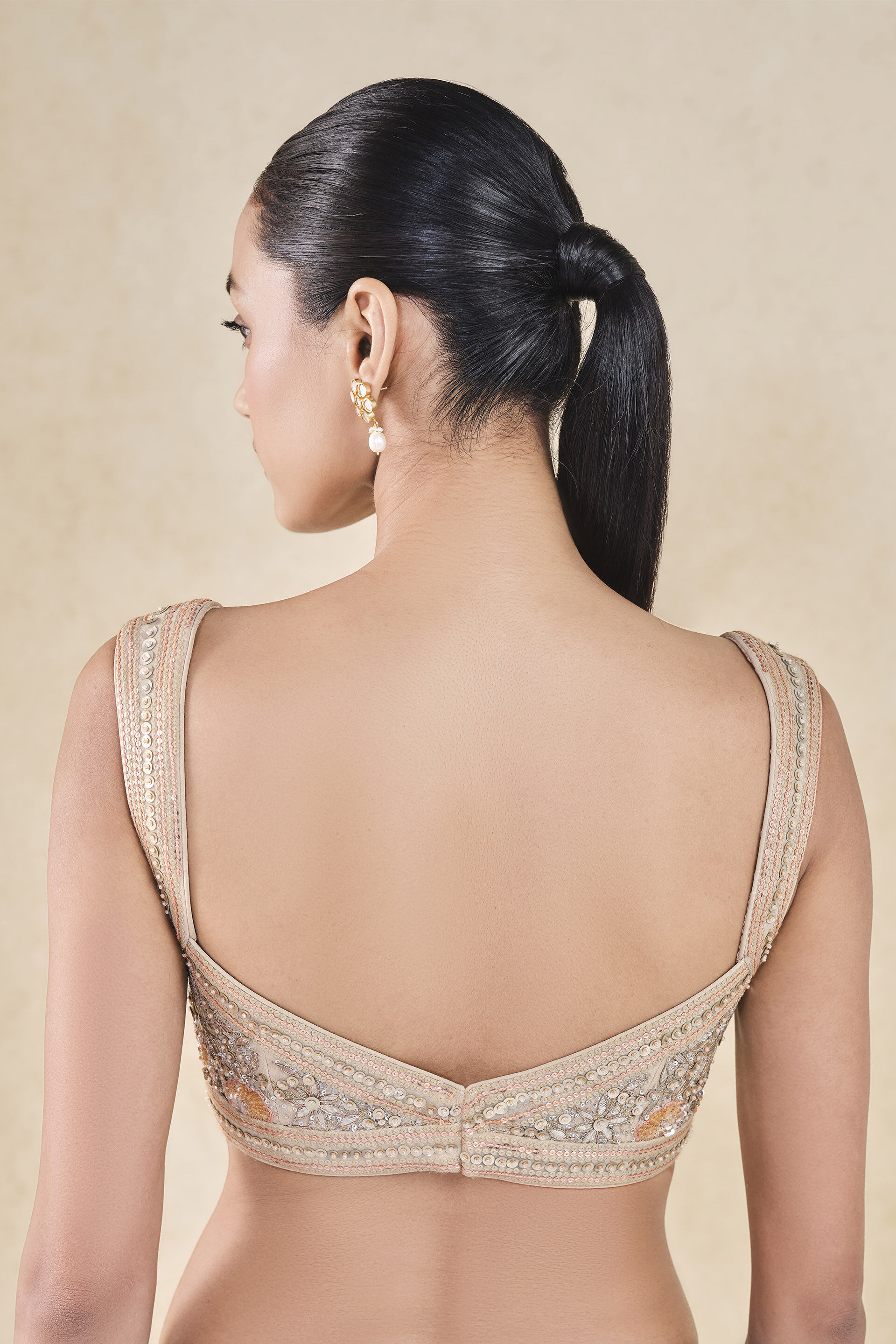 Nabanita Embroidered Zardozi Choli - Flesh